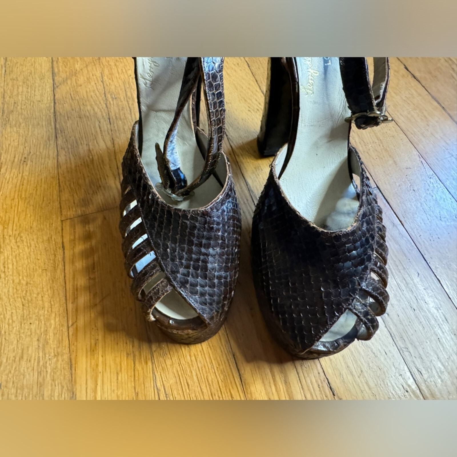 70s Vintage Terry De Havilland SnakeSkin Platform… - image 13