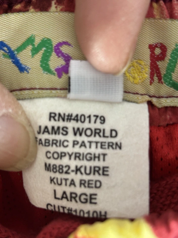 Pantalones Cortos JAMS WORLD Kuta Rojo Grande Línea de Surf Rojo Amarillo Trunks Hawaii HECHOS EN EE. UU. Foto 4 de 4