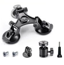 Triple Suction Cup Car Holder Mount for GoPro Hero 10 9 8 7 6 5 DJI OSMO Camera