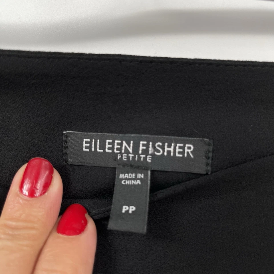 Eileen Fisher Women's  Sz PP Black 100% Silk  Dress Pants Office Evening - Image 2 of 4