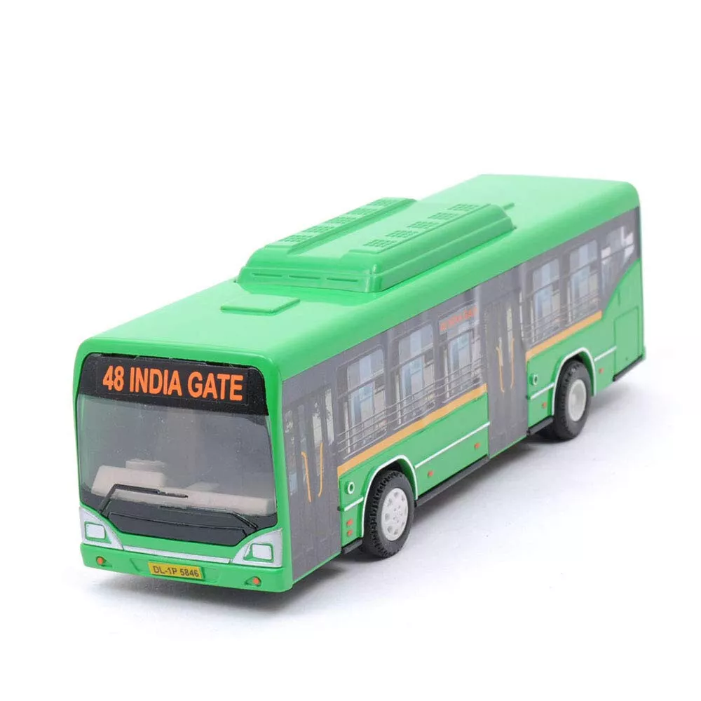 Delhi Metro Public Transport Bus Plastic Toy- Miniature -Pull Back Low  Floor Bus