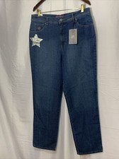 NWT New GLORIA VANDERBILT Womens Amanda Jeans Sparkle Sz 16 Average Med Wash.