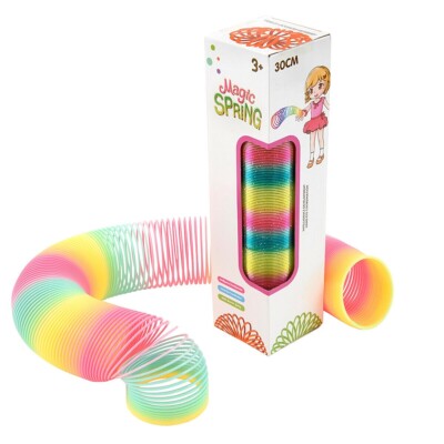 VERY LONG RAINBOW MAGIC SPRING STRETCHING BOUNCING COIL 30cm GLITTERY  SPRING NEW UK