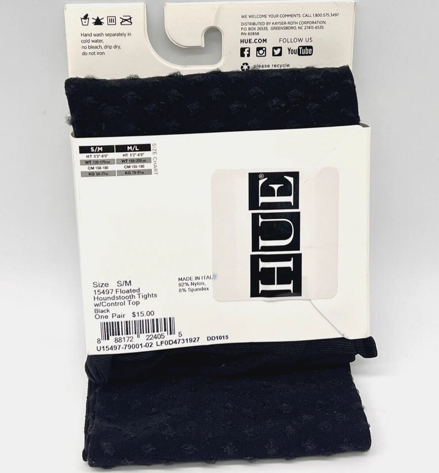 Medias de pata de gallo flotadas negras HUE para mujer talla S/M U15497 Foto 3 de 4