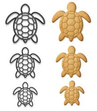 Ocean Turtle Cookie Cutter & Stamp Trio – 3 Sizes (4", 3", 2") (Random Color)