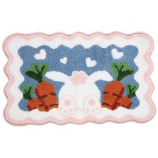 16x24 Inch Bunny Easter Bathroom Rug Scalloped Non Slip Absorbent Bath Mat