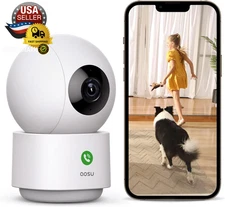 AOSU 2K Security Camera Indoor, Baby Monitor Pet Camera 360-Degree for Home Secu