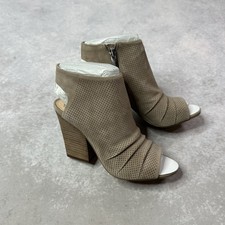 Vince Camuto VC-KENTVI Tan Suede Open Toe Slingback Block Heels Womens Sz 6M NEW