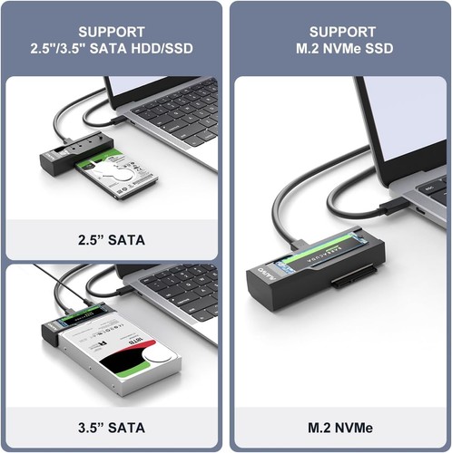 MAIWO K10635N type C 10Gbps to dual bay HDD/NVMe M2 SSD clone converter for 2.5" - Afbeelding 4 van 8