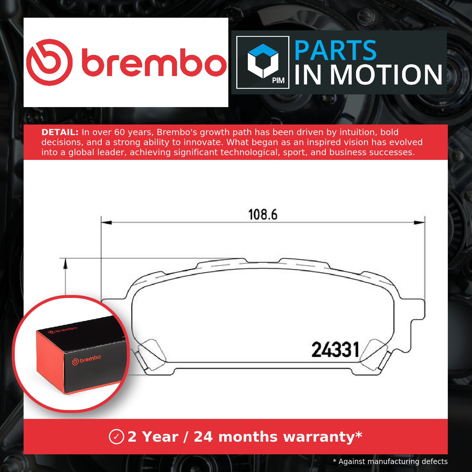 Brake Pads Set Rear P78014 Brembo 266965E040 26696FE040 26696FE050 24331 Quality