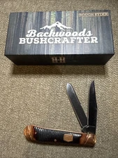 Rough Ryder Trapper Pocket Knife Stainless Steel Blades Brown Jigged Bone RR1840