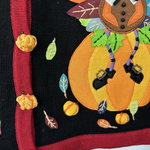 Bobbie Bell Vtg Thanksgiving Sweater Vest Granny Sz M Turkeys Embellished 90s - Picture 5 of 9