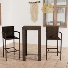 Garden Bar Set Brown PE rattan, powder-coated steel Medium