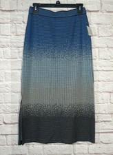 Ming Wang Jacquard Knit Ombre Print Elastic Waistband Midi Skirt Size XS