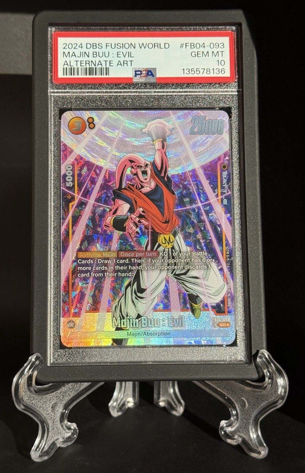 PSA 10 MAJIN BUU : EVIL FB04-093 ALTERNATE ART DRAGON BALL SUPER FUSION WORLD view 1