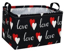 Rectangular Heart Basket Gift Storage Box,Heart Storage Bins 1 Black love