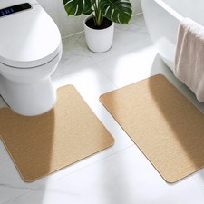 Bathroom Rugs Sets 2 Piece, Thin Bath Mat U-Shaped Contour Toilet Rug Absor...