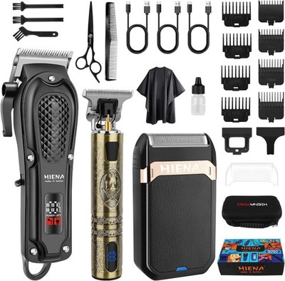 Rechargeable Hair Clipper Set for Men with Adjustable Blades and