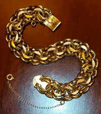 Vintage Mens ELCO 1/20 12K Gold Filled Double Link Bracelet 50g 7.5" Heavy Cuban