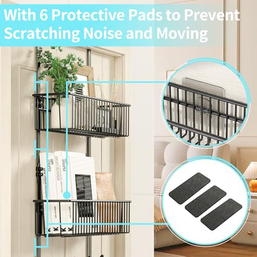 Over The Door Hooks Organizer,Door Hanger Door Storage with 2 Baskets,Over The - Picture 6 of 8