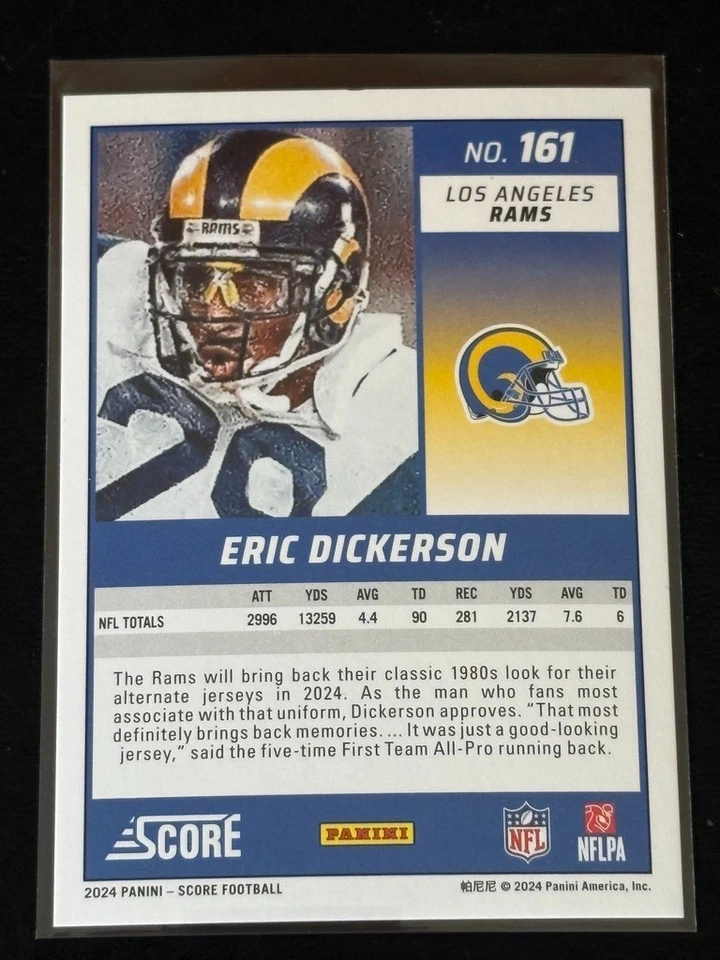 2024 Panini Score ERIC DICKERSON Spoke Green Parallel #161 LA Rams 159/160 - Image 2 of 2