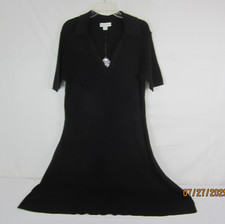 Ava & Viv Short Sleeve Women's  Ribbed Midi Shirt Dress Black 2X