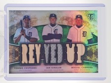 MIGUEL CABRERA CESPEDES KINSLER 2015 TRIPLE THREADS PATCH EMERALD /18Q3622
