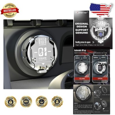 Cool Mecha Silver Push Start Button Cover -  Metal, Auto Lift, Safe Decor