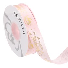 Light Pink Birthday Satin Ribbon, 32 Yards,1" Wide , Gift Ribbon