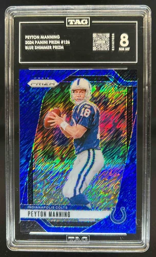 2024 Panini Prizm Peyton Manning Blue Shimmer #4/25 Colts TAG 8