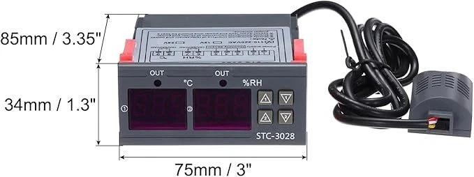 STC-3028 110-220V Dual Temperature Humidity Controller  Digital Thermostat - Image 3 of 3
