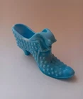 Vintage Fenton HOBNAIL Blue Opalescent CAT HEAD Slipper Shoe Heel Boot FIGURINE