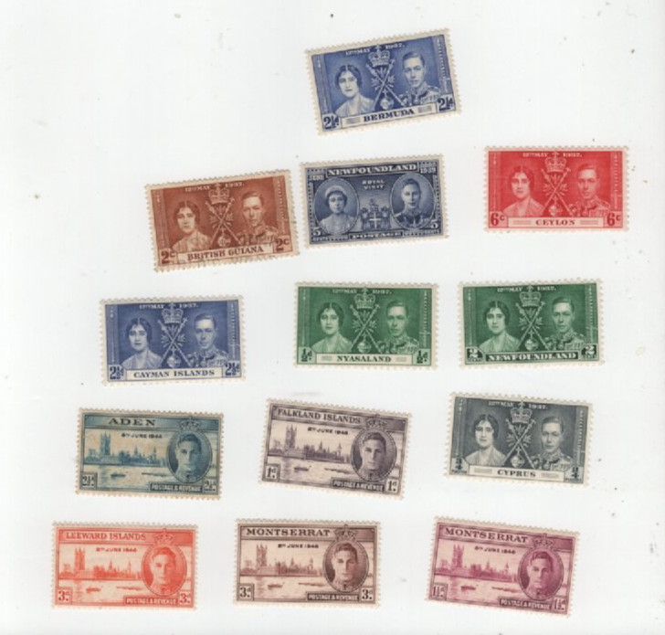 1937 CORONATION STAMPS MINH & MH 13 Stamps 03/25/2026