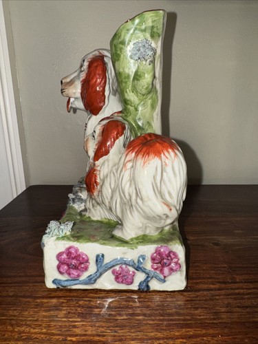 Vintage Staffordshire Stil rote Spaniel Hunde mit Baumüberlauf Vase - Bild 5 von 10