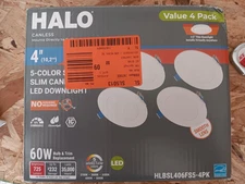 HALO HLBSL 4 in. Can Less Integrated LED, 725 Lumens, 5CCT, White (4-Pack)