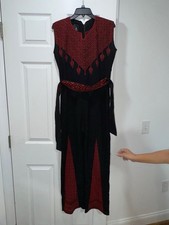 Her Outfit Women's Black Red Embroidered Kaftan Set with embroidered overalls