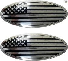 2Pcs 9.5 inch Replacement Emblem Overlay Front Grille/Tailgate 9.5 inch Chrome
