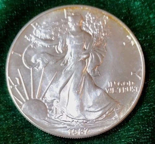 U.S. Mint American Eagle 1987 1 oz .999 Fine Silver Business Strike Coin Toned