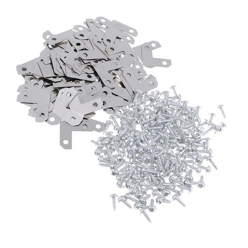 100pcs Corner Brace Plate Flat Bracket for Photo Picture Frame with Screw - Picture 9 of 11