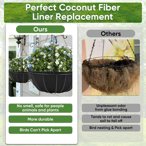 Hanging Planter Basket Liners - 4 Pack 12 Inch round Fabric Liners for Hanging B - Picture 5 of 12