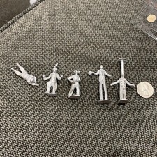 Vintage Unmarked Lead Circus Figures Lot Of 5 Unpainted Clown Juggle Stilts