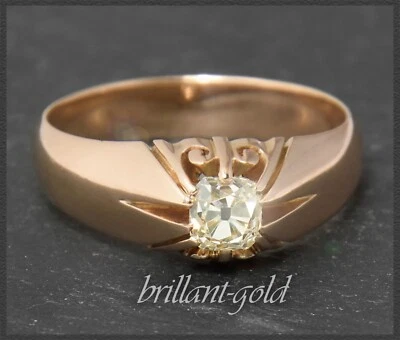 Diamant Ring mit 0,64ct Antik Kissenschliff Brillant, 585 Rotgold, Antik um 1880 - Bild 1 von 4