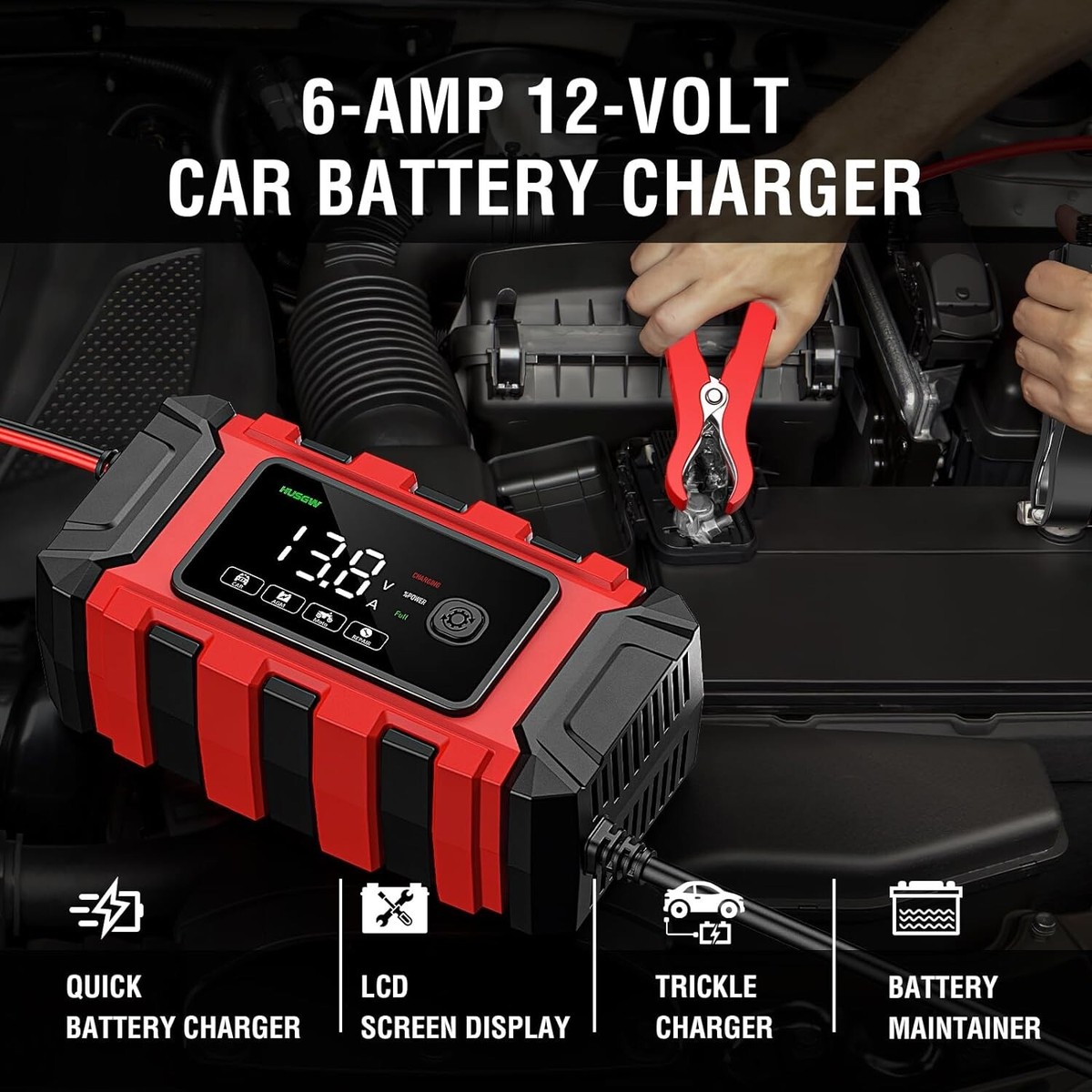 Caricabatteria Auto 6A 12V/24V | Ricarica Rapida | Manutentore Batterie | LCD | Multi Protezione - Foto 3
