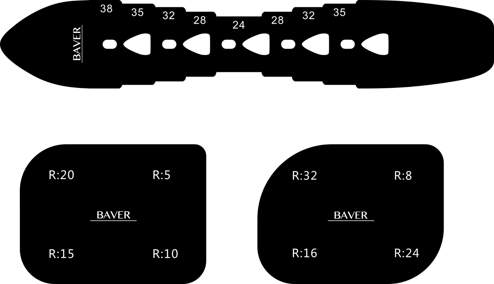 Leather Craft Belt Punch Hole Spacing Template with Arc fillet Desig