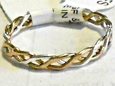 NEW w/tags Sterling Silver  & Gold Filled Womens Braided Ring size 6 or 7