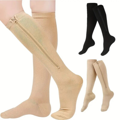 #ad 3 Copper Infused Zipper Compression Socks Zip Up Circulation Pressure Stocking $23.86