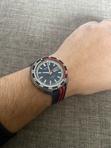 Vintage Seiko RALLYE 42mm Automatic Watch Blue Dial w/ Orange Hand 7006-8030 - Picture 6 of 17