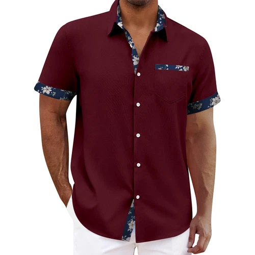 Camisa hawaiana para hombre vintage con botones camisas de boliche manga corta tops - Imagen 5 de 51
