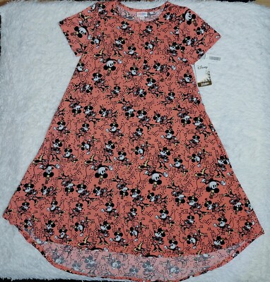 Disney x Lularoe Carly Dress Old Fashioned Minnie Mouse Size XS Orange/Peach HTF