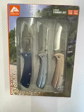 Ozark Trail - Outdoor Equipment 3-piece Combo Folding Blade Knife Set - New
